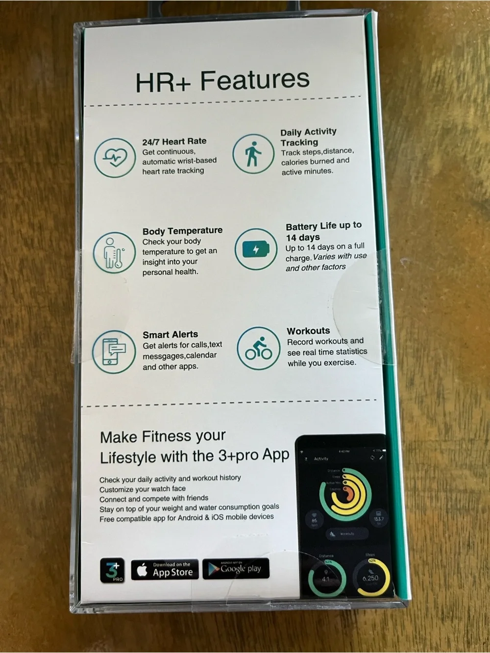 Black Activity Tracker Smartwatch — Heart Rate & Body Temperature